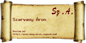 Szarvasy Áron névjegykártya