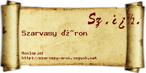 Szarvasy Áron névjegykártya